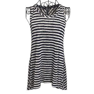 Coin 1804 yes, navy and white striped tank open/split back size M